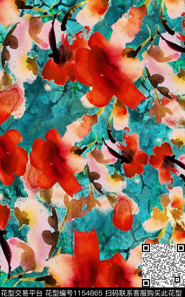 肌理笔触抽象数码印花华亿平台下载（图片编号: 1154865） - 瓦栏（Walan）