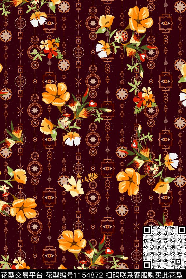 复古抽象中国风数码印花华亿平台下载（图片编号: 1154872） - 瓦栏（Walan）