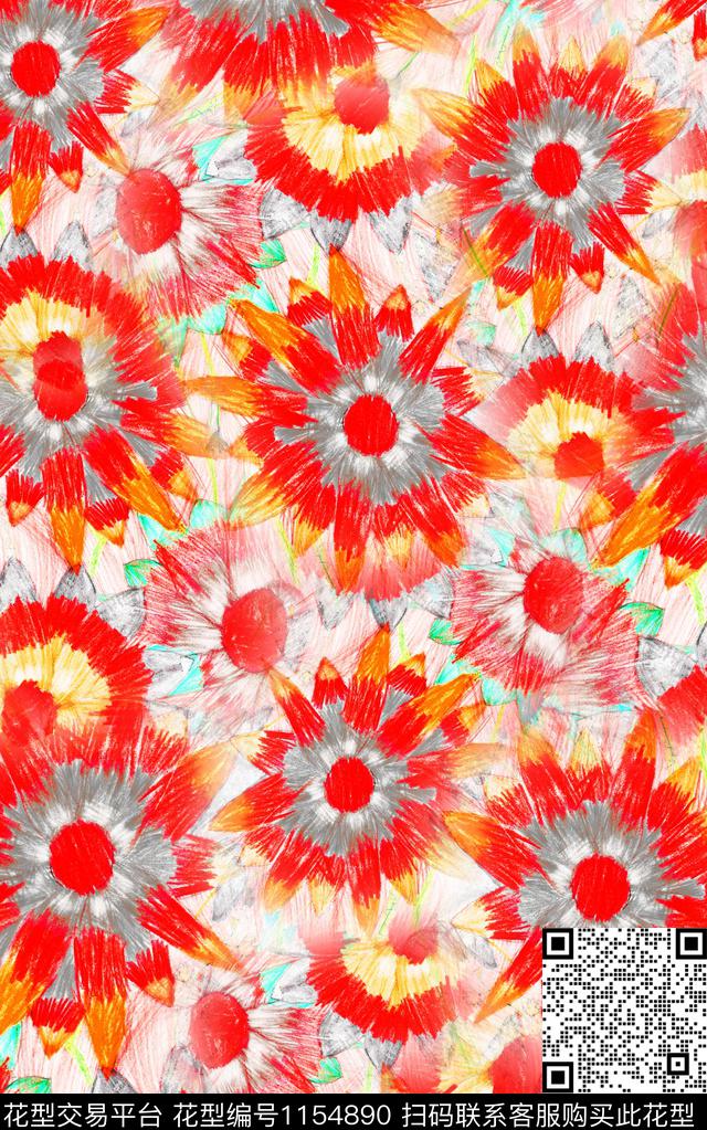 肌理花卉中老年数码印花华亿平台下载（图片编号: 1154890） - 瓦栏（Walan）