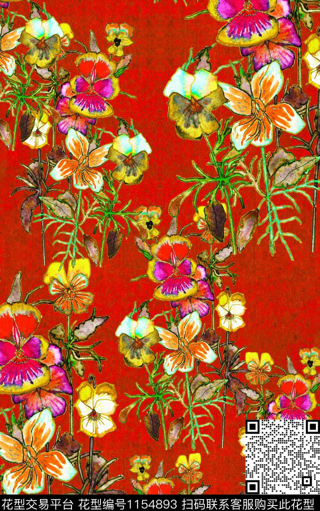 小碎花花卉中老年数码印花华亿平台下载（图片编号: 1154893） - 瓦栏（Walan）