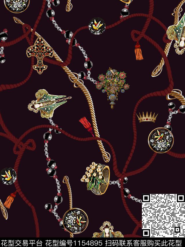 珠宝宝石链条大牌风数码印花华亿平台下载（图片编号: 1154895） - 瓦栏（Walan）