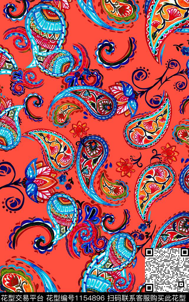 佩斯利中老年民族风数码印花华亿平台下载（图片编号: 1154896） - 瓦栏（Walan）