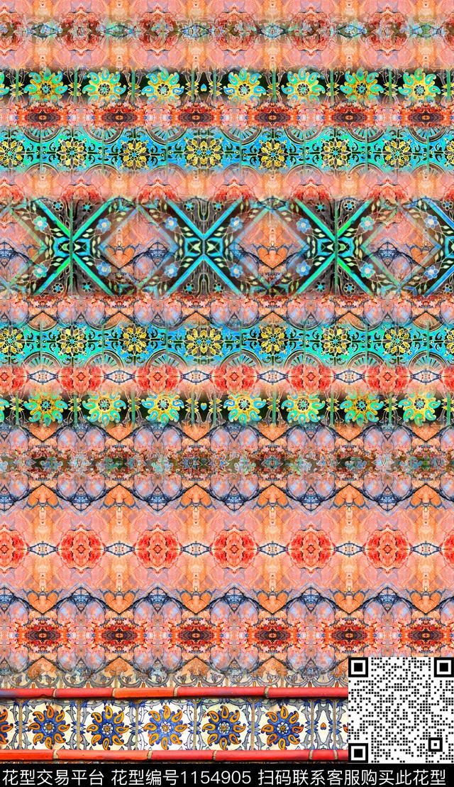定位花中老年民族风数码印花华亿平台下载（图片编号: 1154905） - 瓦栏（Walan）