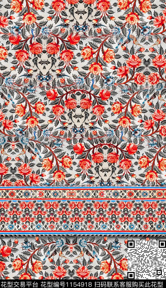 定位花中老年民族风数码印花华亿平台下载（图片编号: 1154918） - 瓦栏（Walan）