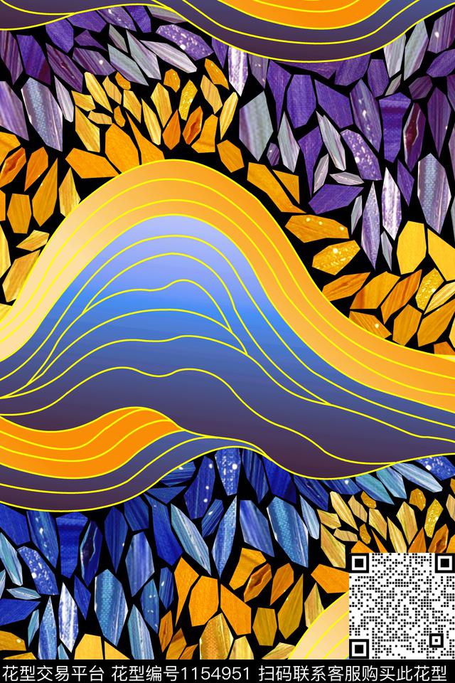 大牌风抽象几何数码印花华亿平台下载（图片编号: 1154951） - 瓦栏（Walan）