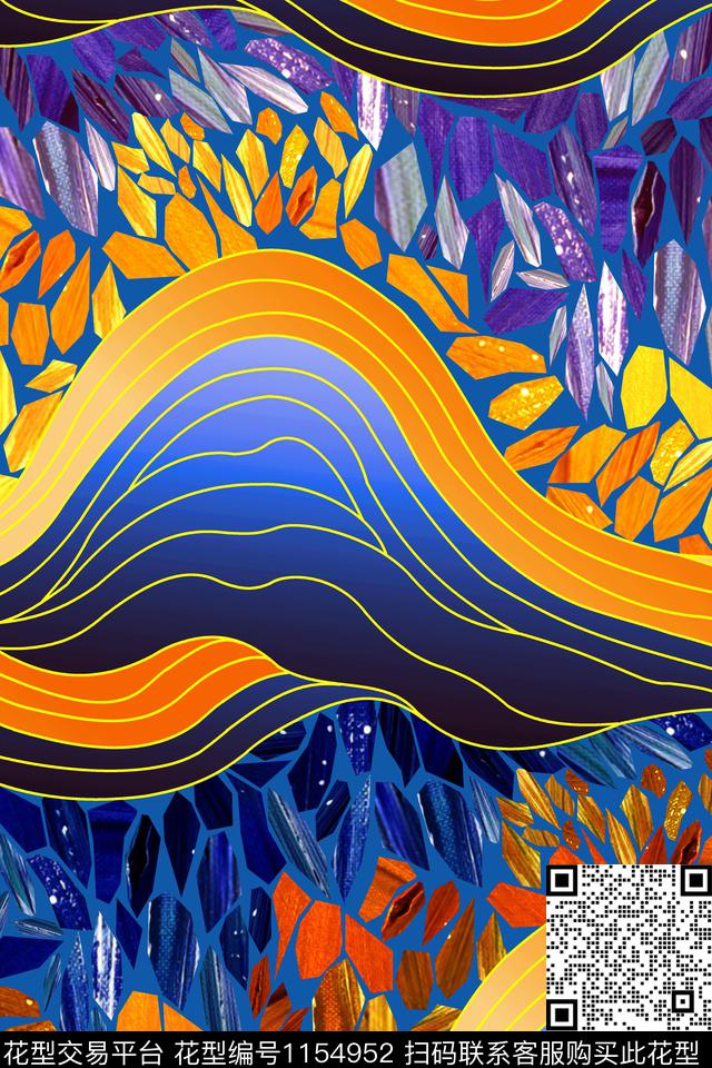 大牌风抽象几何数码印花华亿平台下载（图片编号: 1154952） - 瓦栏（Walan）