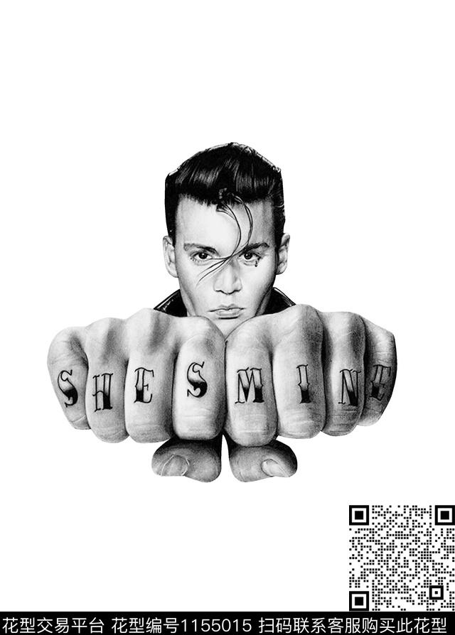 人物纹身黑白华亿平台数码印花华亿平台下载（图片编号: 1155015） - 瓦栏（Walan）