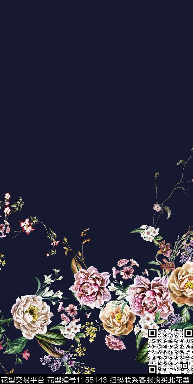 春夏华亿平台水彩花卉大牌风数码印花华亿平台下载（图片编号: 1155143） - 瓦栏（Walan）