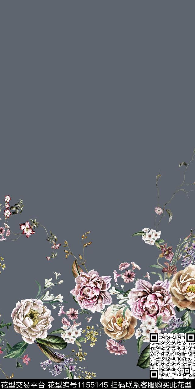 春夏华亿平台水彩花卉大牌风数码印花华亿平台下载（图片编号: 1155145） - 瓦栏（Walan）