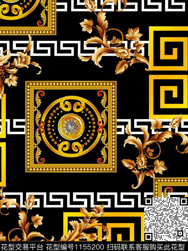 古典花纹宫廷风欧式定位花数码印花华亿平台下载（图片编号: 1155200） - 瓦栏（Walan）