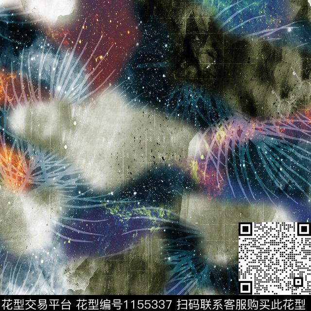 抽象创意艺术迷彩数码印花华亿平台下载（图片编号: 1155337） - 瓦栏（Walan）