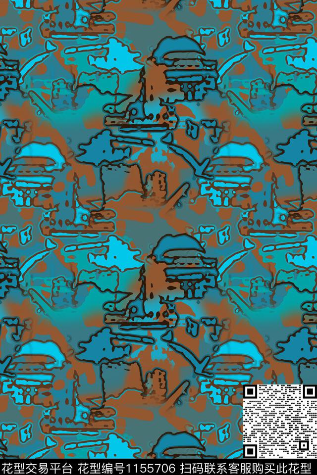 抽象迷彩图案艺术迷彩数码印花华亿平台下载（图片编号: 1155706） - 瓦栏（Walan）