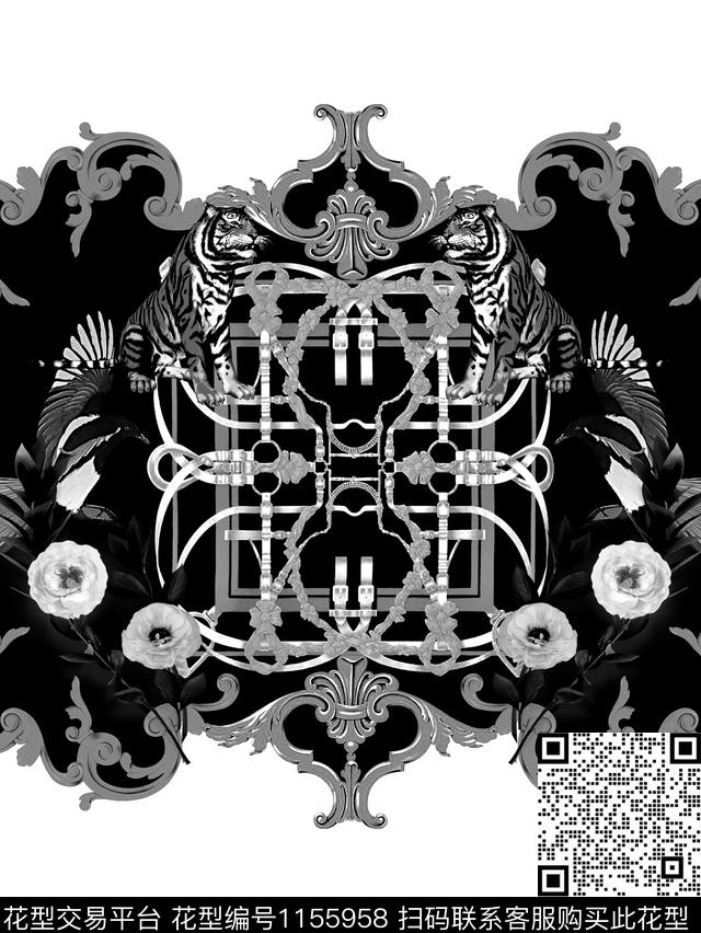 大牌风抽象男装潮牌数码印花华亿平台下载（图片编号: 1155958） - 瓦栏（Walan）