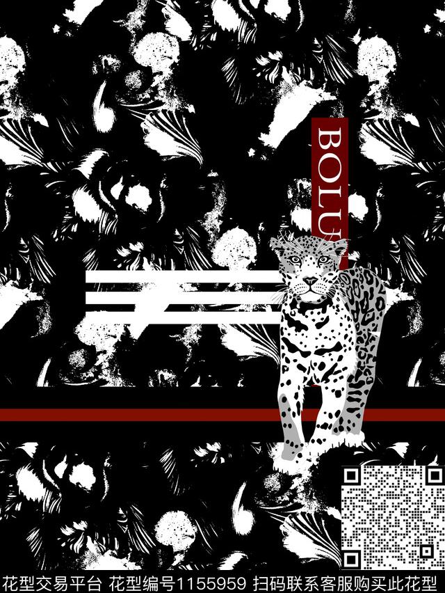 大牌风抽象男装手绘纹理数码印花华亿平台下载（图片编号: 1155959） - 瓦栏（Walan）