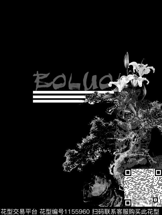 抽象男装几何花卉手绘纹理数码印花华亿平台下载（图片编号: 1155960） - 瓦栏（Walan）