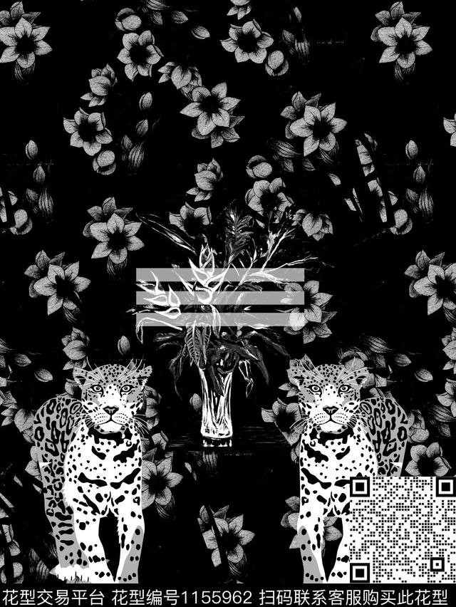 大牌风抽象男装手绘纹理数码印花华亿平台下载（图片编号: 1155962） - 瓦栏（Walan）