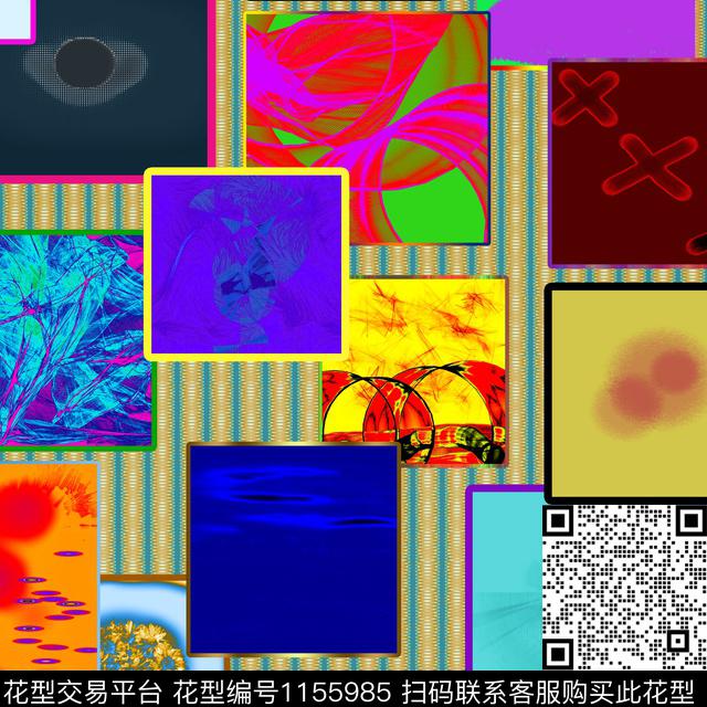 格子抽象几何数码印花华亿平台下载（图片编号: 1155985） - 瓦栏（Walan）