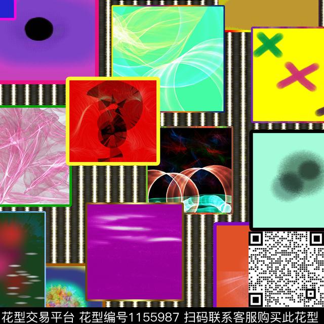 格子抽象几何数码印花华亿平台下载（图片编号: 1155987） - 瓦栏（Walan）