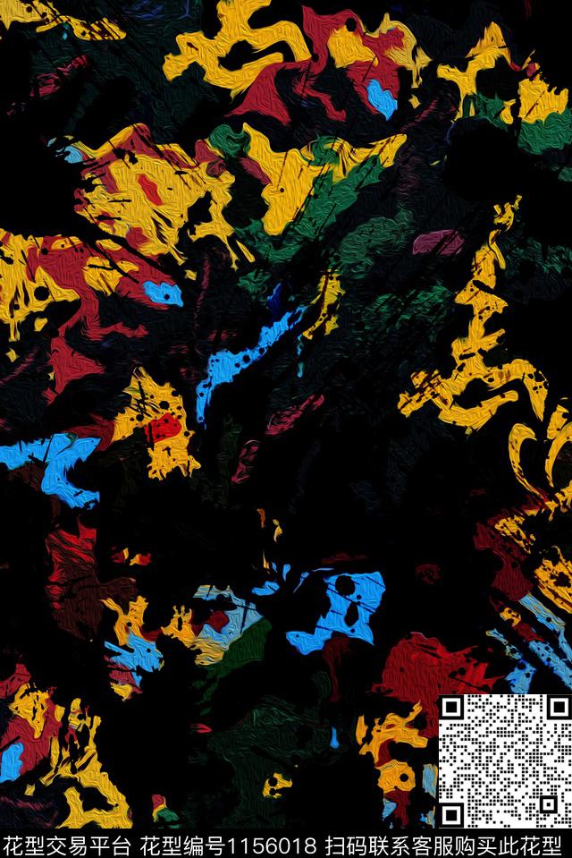 笔触趣味艺术迷彩数码印花华亿平台下载（图片编号: 1156018） - 瓦栏（Walan）