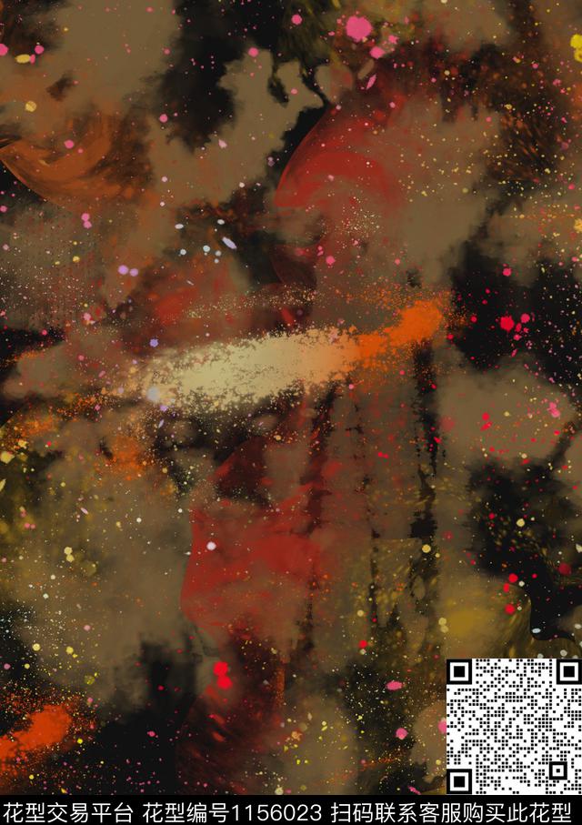 笔触水墨风艺术迷彩数码印花华亿平台下载（图片编号: 1156023） - 瓦栏（Walan）