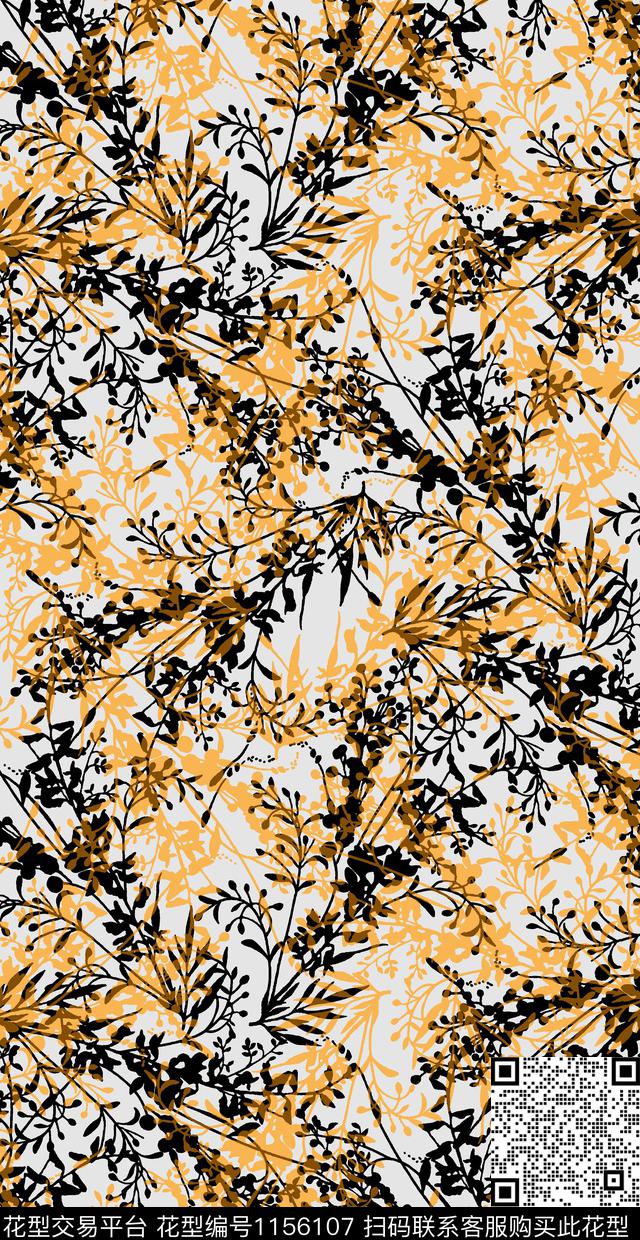 树枝小碎花花卉传统印花华亿平台下载（图片编号: 1156107） - 瓦栏（Walan）