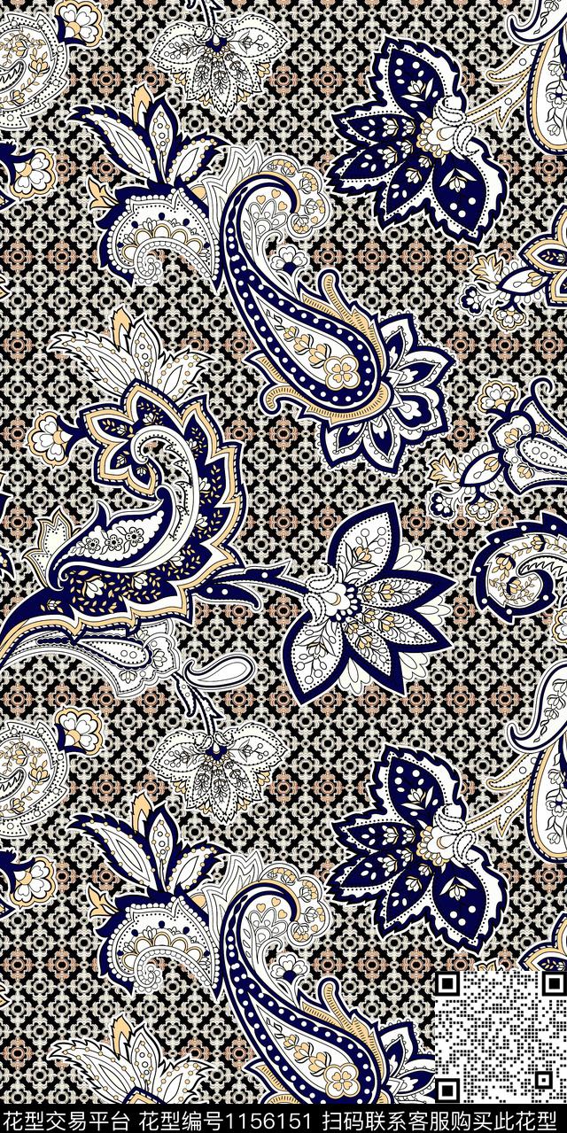 佩斯利大牌风抽象数码印花华亿平台下载（图片编号: 1156151） - 瓦栏（Walan）