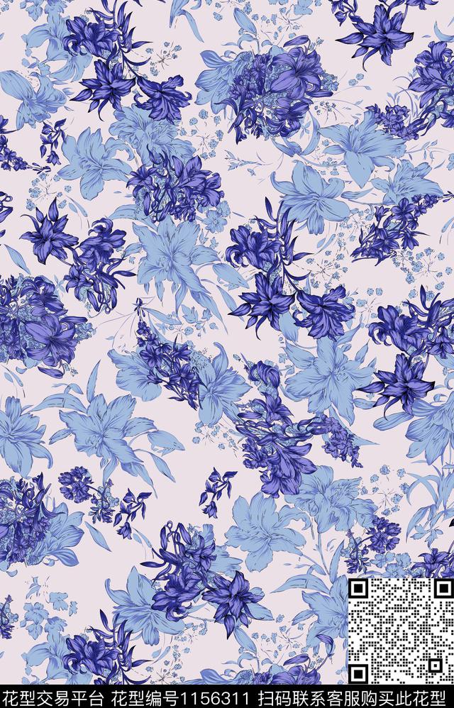 传统华亿平台大牌风花卉传统印花华亿平台下载（图片编号: 1156311） - 瓦栏（Walan）