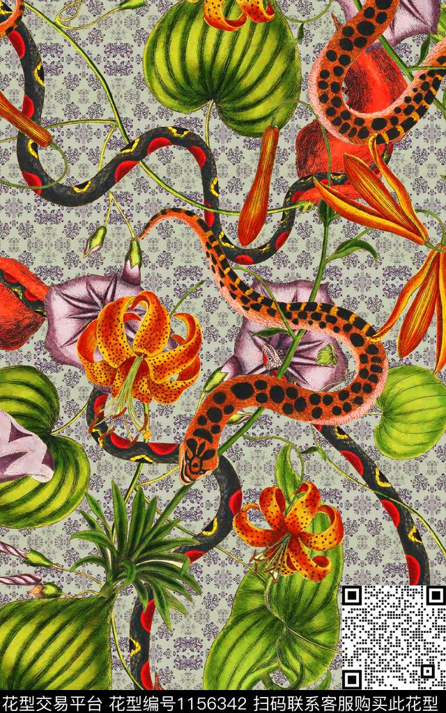 格子小碎花花卉数码印花华亿平台下载（图片编号: 1156342） - 瓦栏（Walan）
