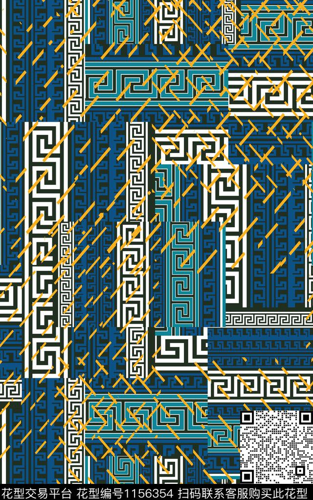 格子波西米亚几何数码印花华亿平台下载（图片编号: 1156354） - 瓦栏（Walan）