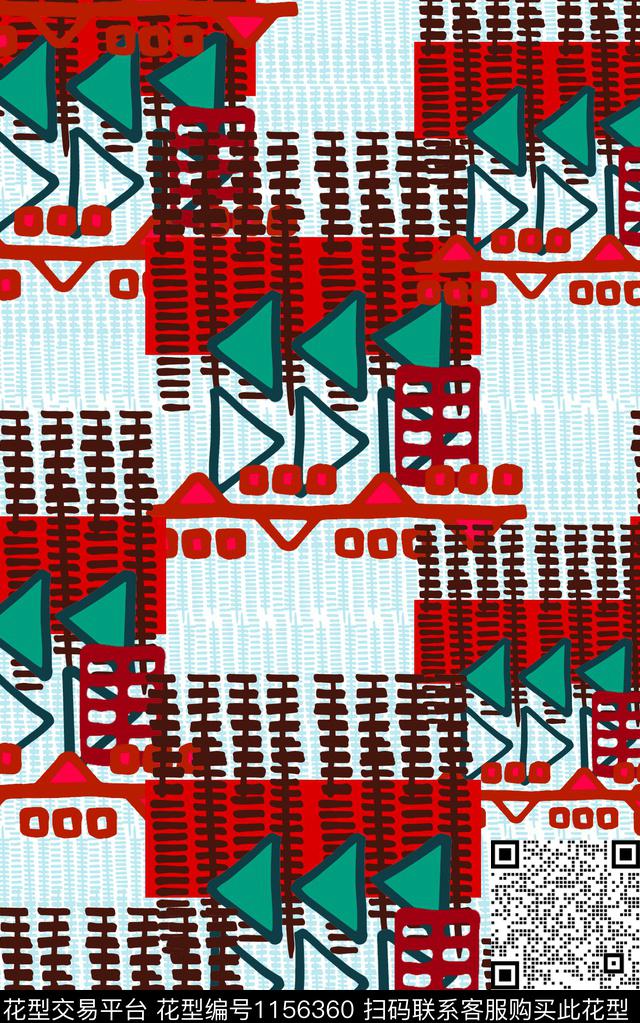 格子波西米亚几何数码印花华亿平台下载（图片编号: 1156360） - 瓦栏（Walan）