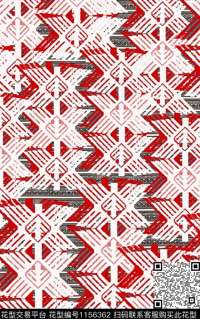 格子波西米亚几何数码印花华亿平台下载（图片编号: 1156362） - 瓦栏（Walan）