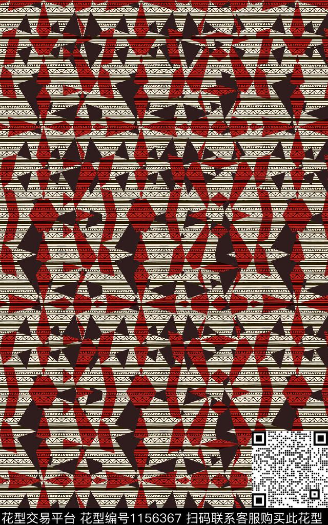 格子波西米亚几何数码印花华亿平台下载（图片编号: 1156367） - 瓦栏（Walan）