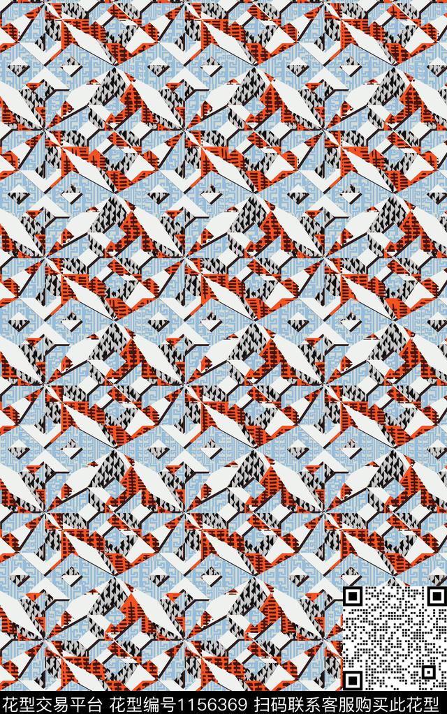 格子波西米亚几何数码印花华亿平台下载（图片编号: 1156369） - 瓦栏（Walan）