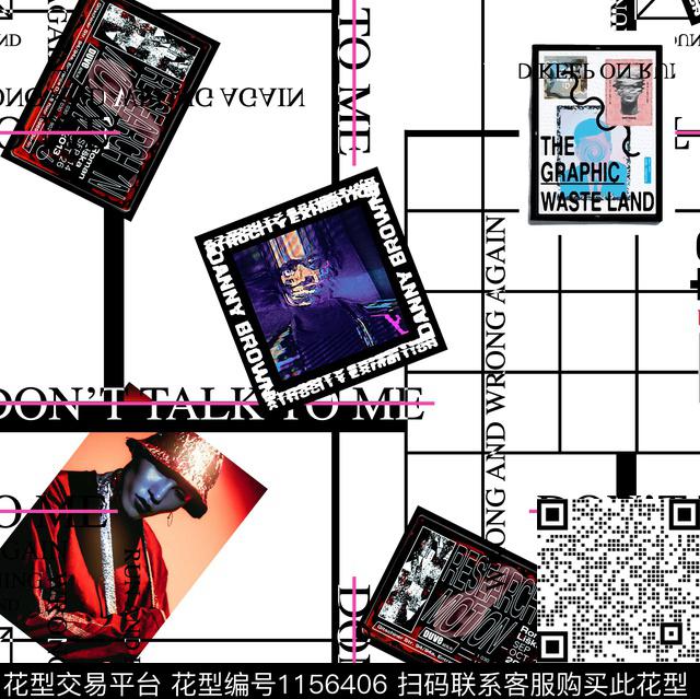 字母趣味大牌风数码印花华亿平台下载（图片编号: 1156406） - 瓦栏（Walan）