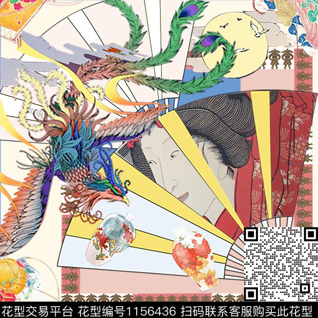 浮世绘凤凰数码印花华亿平台下载（图片编号: 1156436） - 瓦栏（Walan）