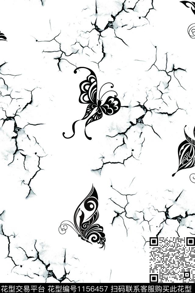 数码华亿平台手绘蝴蝶自然肌理数码印花华亿平台下载（图片编号: 1156457） - 瓦栏（Walan）