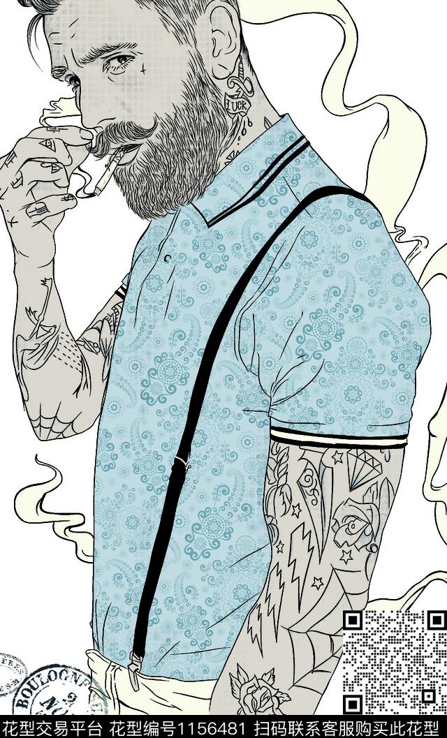 男装绣花几何男装时尚传统印花华亿平台下载（图片编号: 1156481） - 瓦栏（Walan）