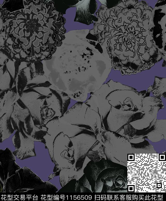 迷彩抽象花卉数码印花华亿平台下载（图片编号: 1156509） - 瓦栏（Walan）