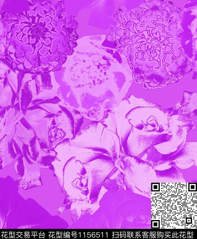 迷彩抽象花卉数码印花华亿平台下载（图片编号: 1156511） - 瓦栏（Walan）