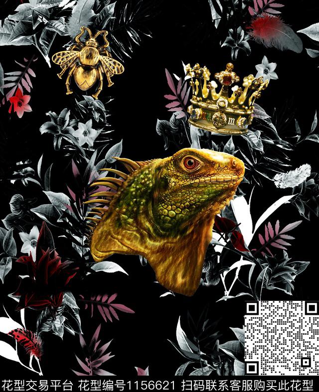 小碎花动物头定位花数码印花华亿平台下载（图片编号: 1156621） - 瓦栏（Walan）