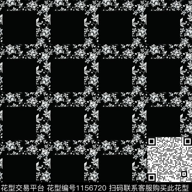 创意大格子花卉格子数码印花华亿平台下载（图片编号: 1156720） - 瓦栏（Walan）