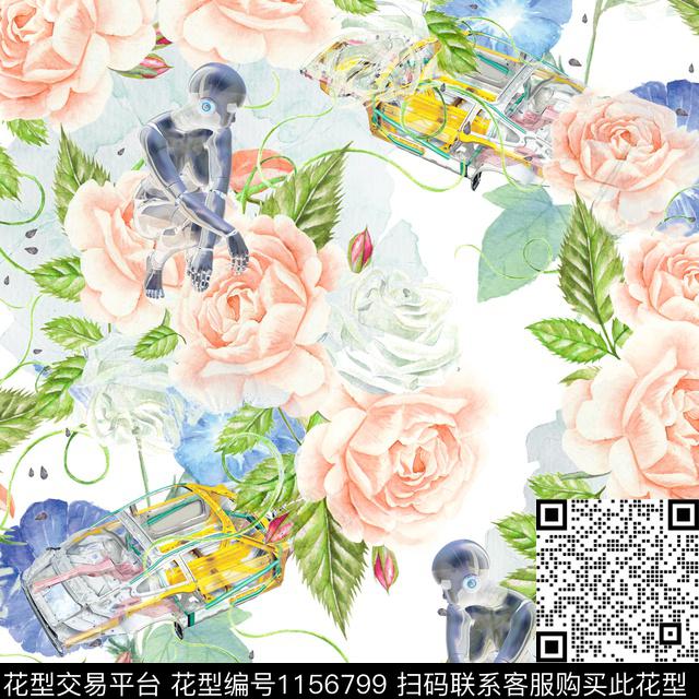 汽车水彩花卉机器人数码印花华亿平台下载（图片编号: 1156799） - 瓦栏（Walan）
