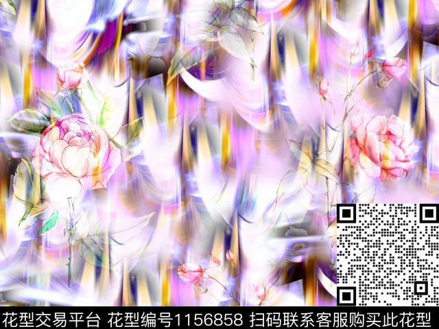 渐变抽象花卉泳装数码印花华亿平台下载（图片编号: 1156858） - 瓦栏（Walan）
