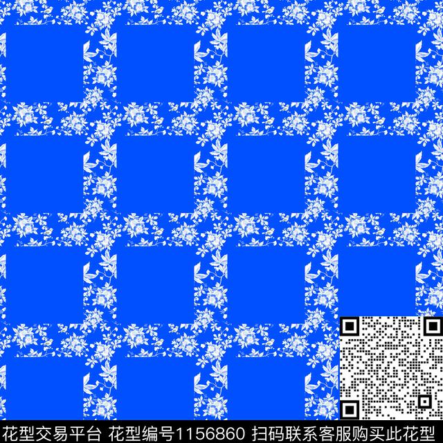 创意大格子花卉格子数码印花华亿平台下载（图片编号: 1156860） - 瓦栏（Walan）