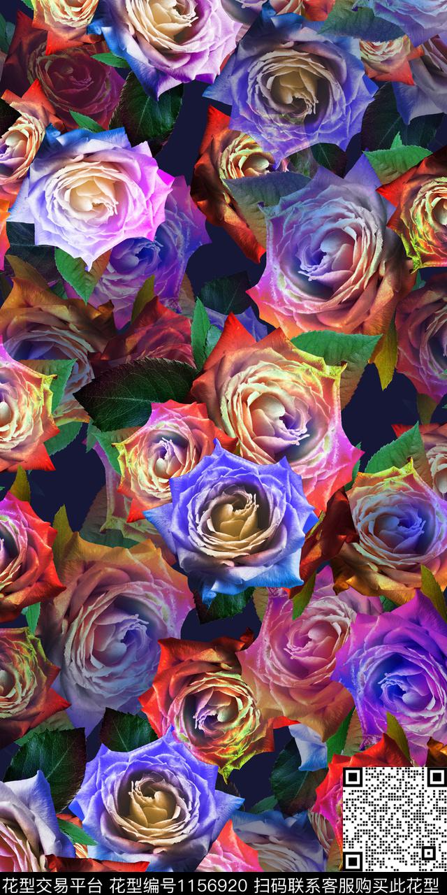 古典花纹烂花华亿平台黑底花卉数码印花华亿平台下载（图片编号: 1156920） - 瓦栏（Walan）