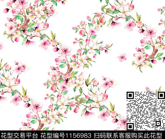 清爽底花卉大牌风抽象数码印花华亿平台下载（图片编号: 1156983） - 瓦栏（Walan）