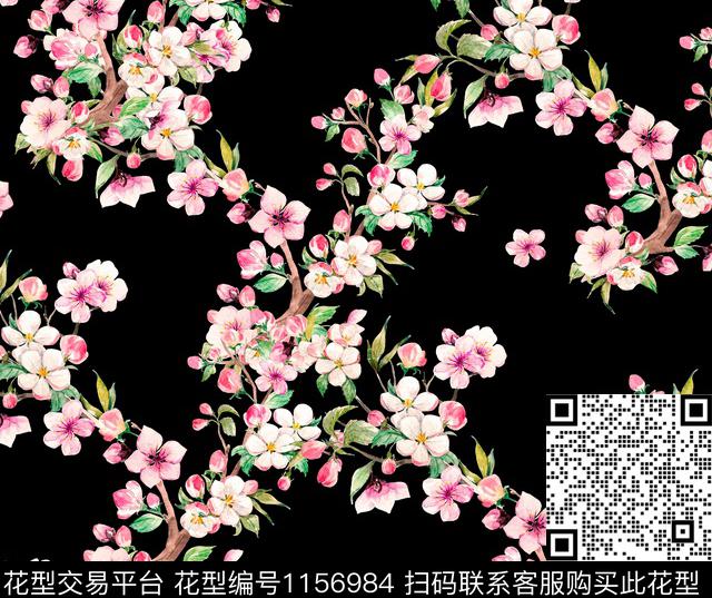 清爽底花卉大牌风抽象数码印花华亿平台下载（图片编号: 1156984） - 瓦栏（Walan）