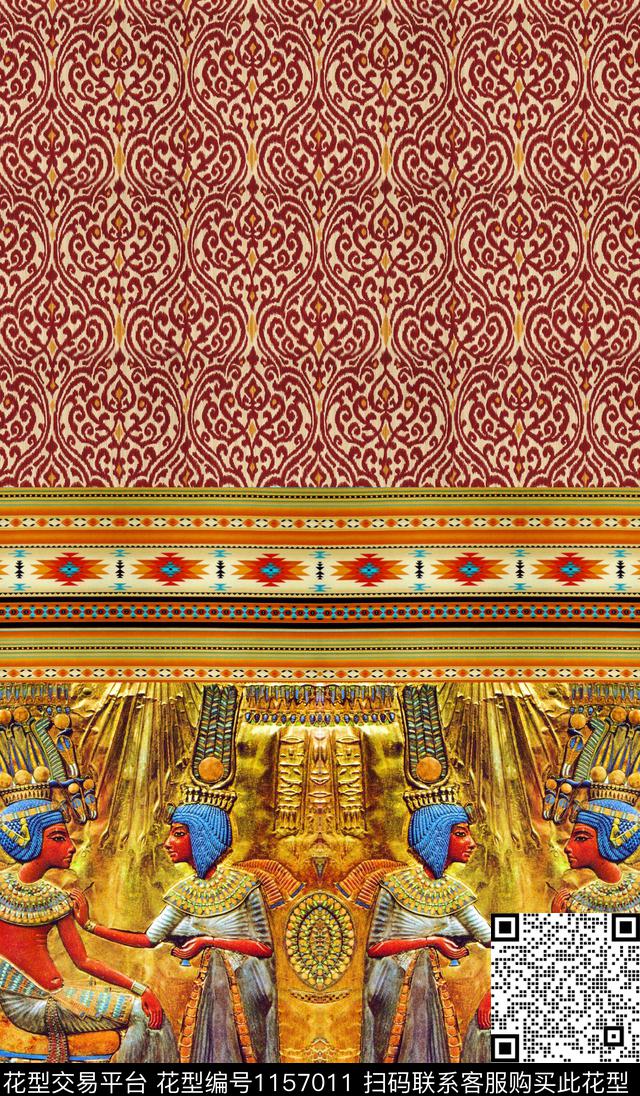 条纹民族风埃及风数码印花华亿平台下载（图片编号: 1157011） - 瓦栏（Walan）