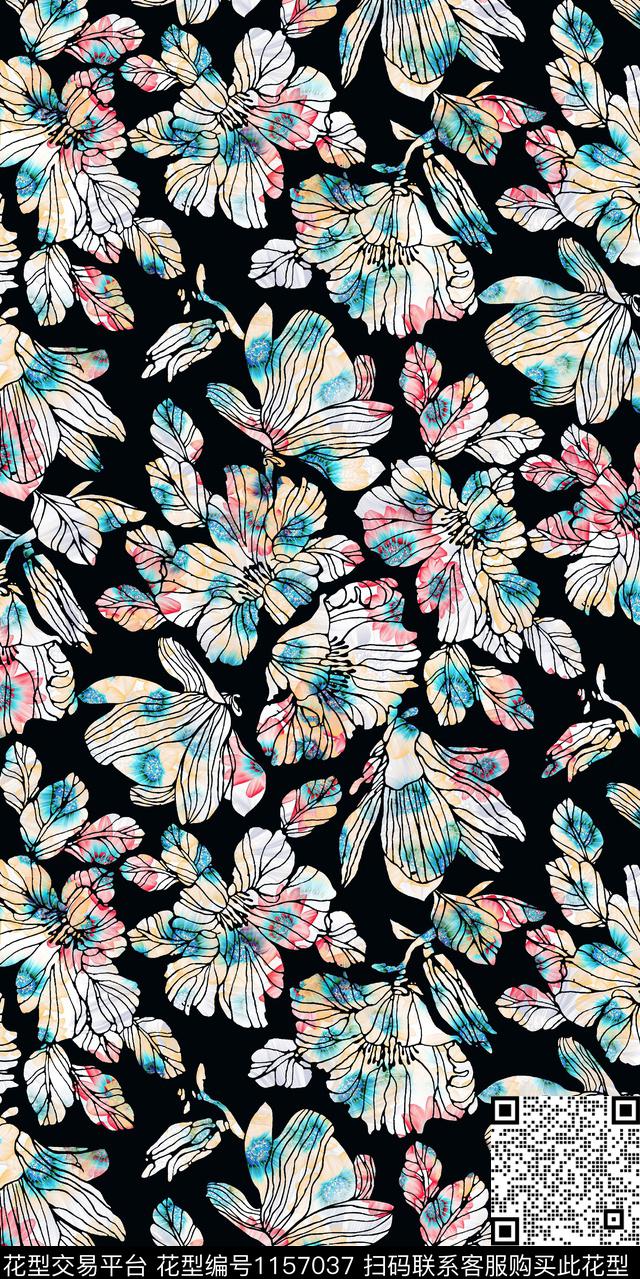 数码华亿平台大牌风抽象数码印花华亿平台下载（图片编号: 1157037） - 瓦栏（Walan）