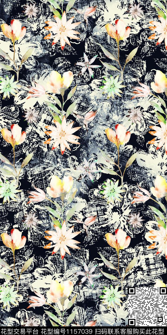 数码华亿平台大牌风抽象数码印花华亿平台下载（图片编号: 1157039） - 瓦栏（Walan）